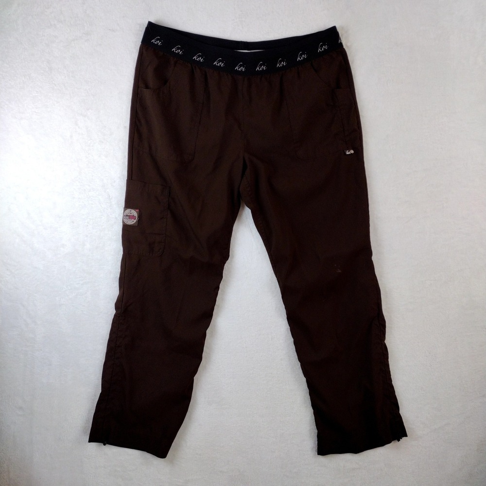 Koi Lite Peace Scrub Pants XL Petite Brown Slim Fit Cargo Style 720 Medical